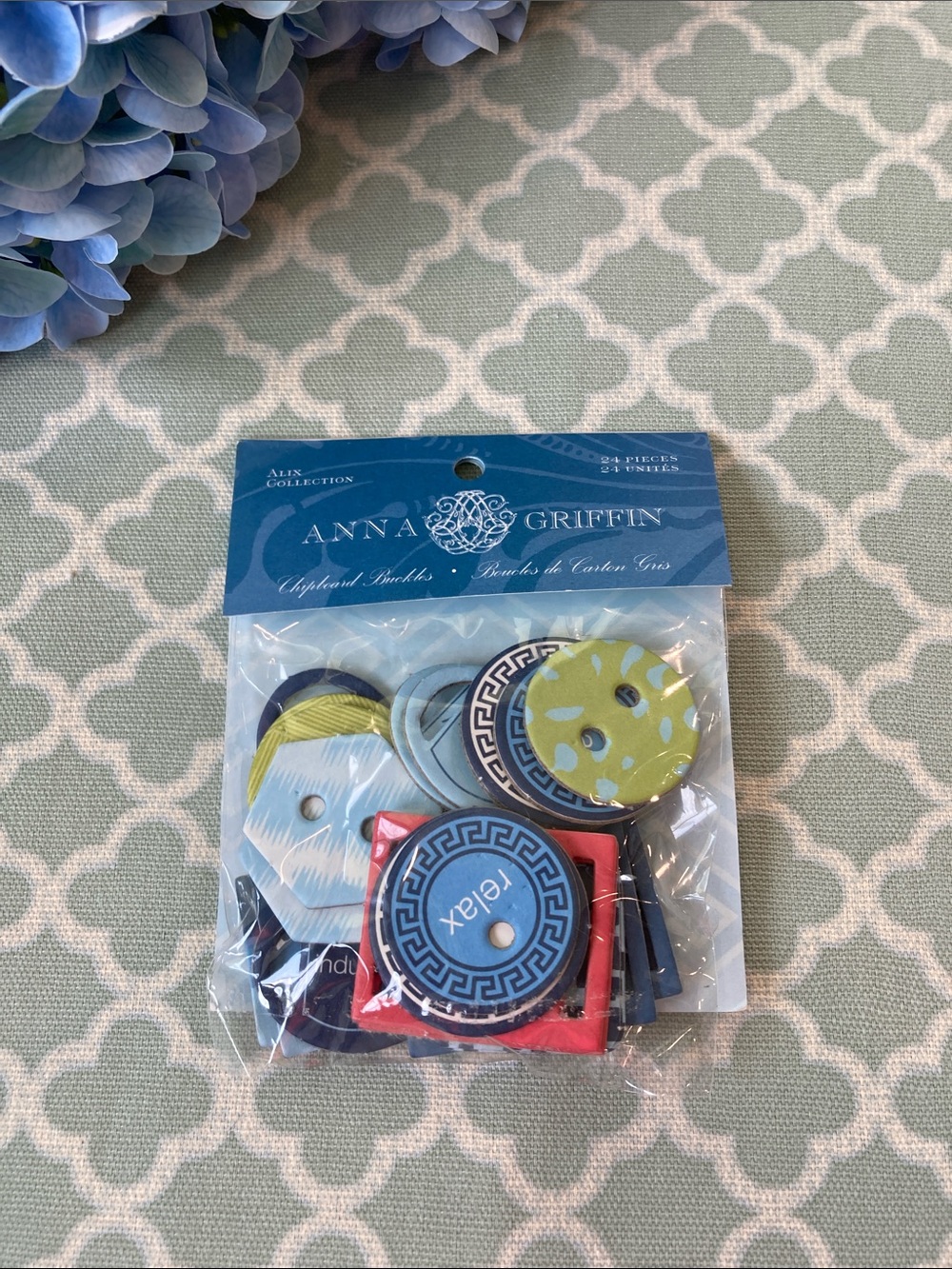 NEW Anna Griffin Alix Collection Chipboard Buckles Buttons and Tags 24 Pc